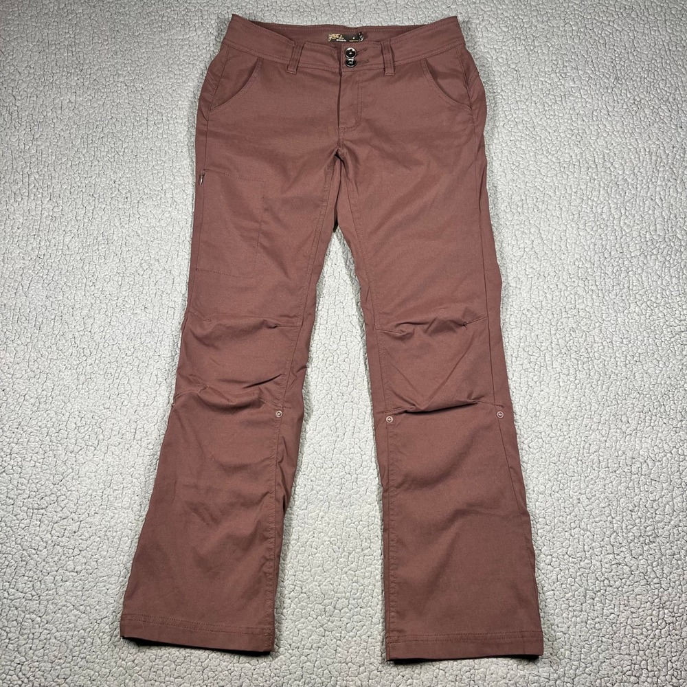 Prana Halle Pants Women 4S Hiking Cargo Hiking Roll Up Wedged Wood Bootcut